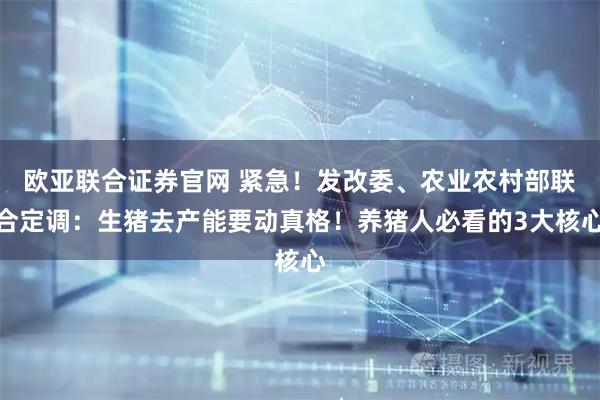 欧亚联合证券官网 紧急！发改委、农业农村部联合定调：生猪去产能要动真格！养猪人必看的3大核心