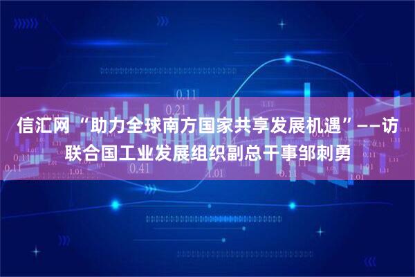 信汇网 “助力全球南方国家共享发展机遇”——访联合国工业发展组织副总干事邹刺勇