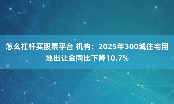 怎么杠杆买股票平台 机构：2025年300城住宅用地出让金同比下降10.7%